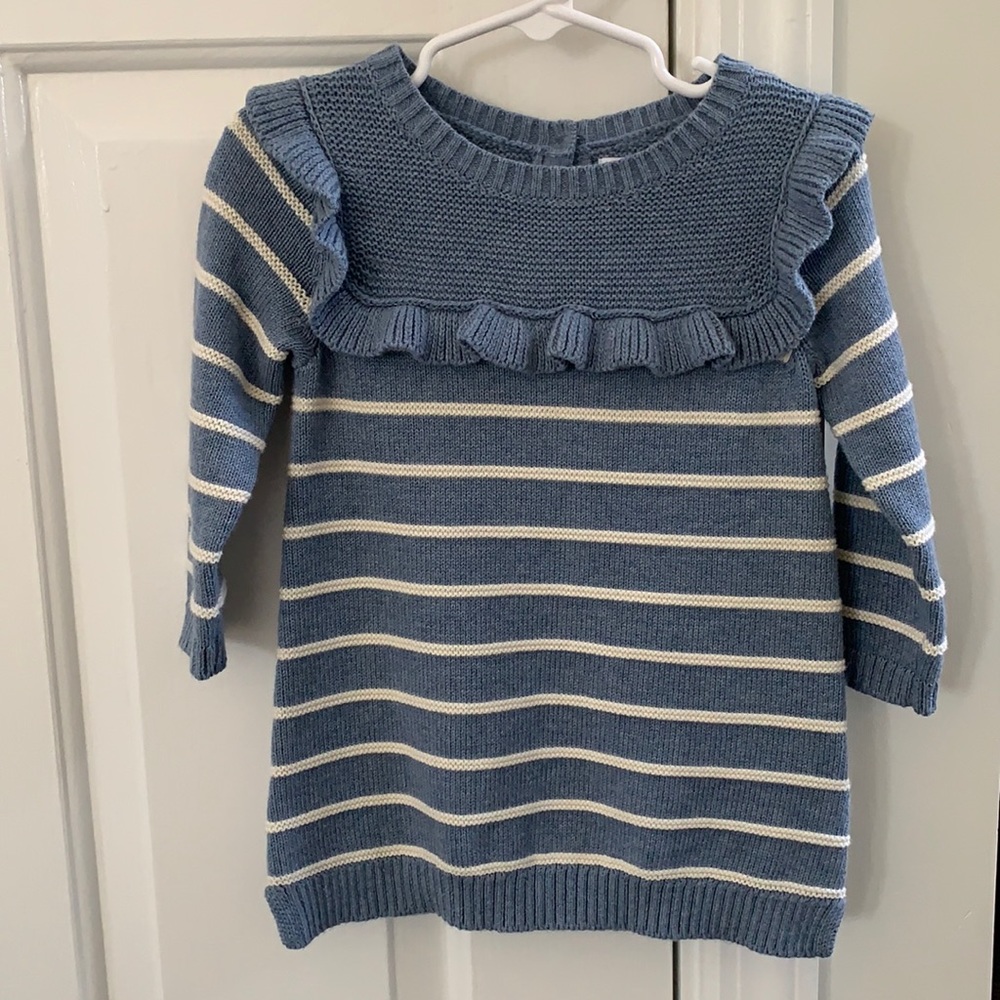 Baby Gap 12-18 month blue and cream stripe sweater dress. New with tags